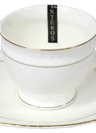 Чашка кавова фарф. біла снігова королева 90мл з блюдцем кругла...