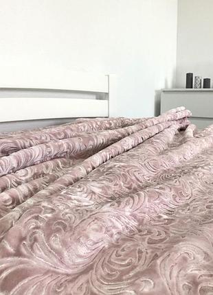 Плед велюровий з видавкою vie nouvelle "рожева пудра" (200х240)