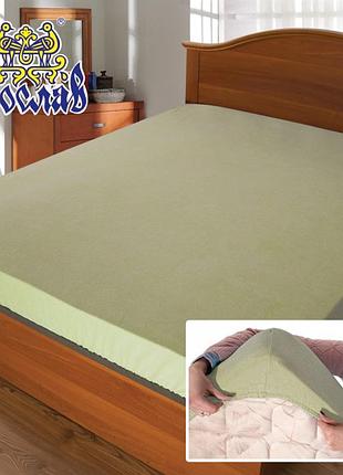 Простирадло на резинці махрове ярослав "евкаліптове 01" (90х20...