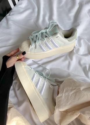 Superstar bonega beige blue adidas кроссовки кеды7 фото