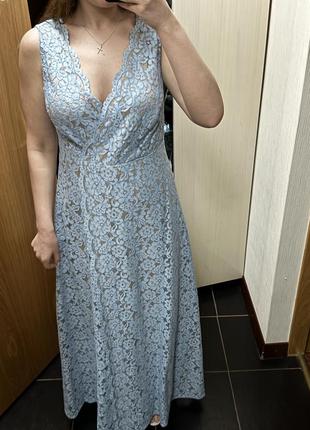 Вечернее платье,голубое платье макси,кружевное платье ,платье на выпускной3 фото