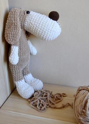 Собака 39 см плюшева зефірна собачка в'язані іграшки амігурумі4 фото