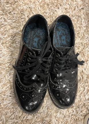 Школьные черные туфли кожаные на девочку 36 размер туфли оксфорд идеал2 фото