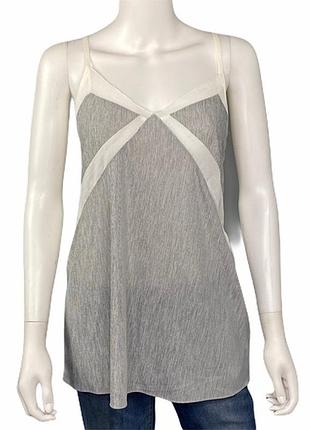 Легкая серая с белым майка топ на бретелях zara s