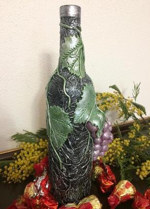 Бутылка декоративная « виноградная лоза»1 фото