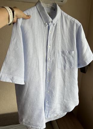 Рубашка мужская лен с короткими рукавами 54/3xl7 фото