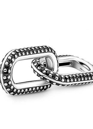 Серебряная бусина шарм подвеска подвеса бусина серебро пандора pandora silver s925 925 проба ale с биркой звена двойная с паве для браслетов пандера ме