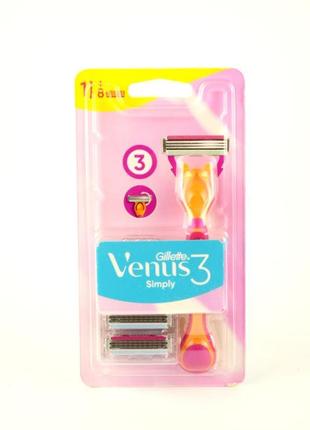 Станок для гоління gillette venus 3 simply із змінними касетам...1 фото