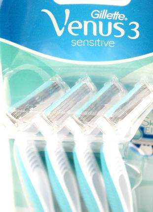 Одноразові станки для гоління gillette venus 3 sensitive 4 шт ...3 фото