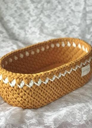 Корзина органайзер для зберігання речей кашпо кошик гірчична корзинка в‘язана гачком ручна робот