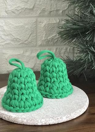 Дзвіночок зелений новорічний декоративний прикраси іграшки на ялинку різдвяний декор