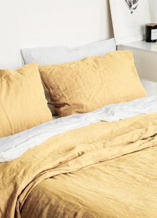 Комплект постельного белья полуторный lemon с натурального льна 150х210 см3 фото