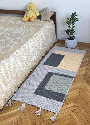 "ельза" килим авторський,стильна килимова доріжка,приліжковий декоративний килимок,ручна робота1 фото