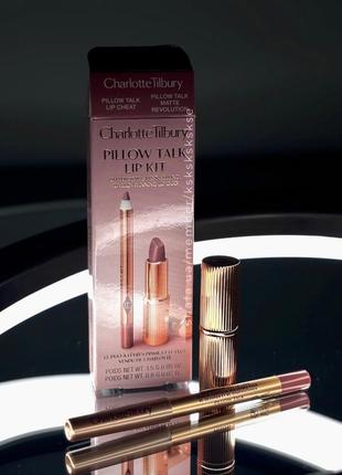 Набор помада и карандаш для губ charlotte tilbury pillow talk lip kit mini1 фото