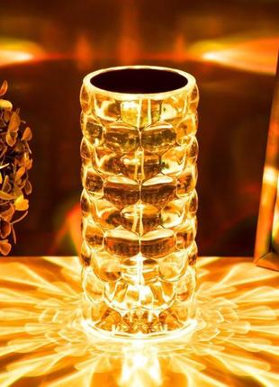 Лампа настільна світлодіодна акумуляторна кришталь usb світиль...2 фото