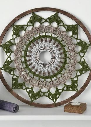 Панно круглое,мандала 41 см хлопковая ажурная,вязаная крючком,ручная работа,декор для...