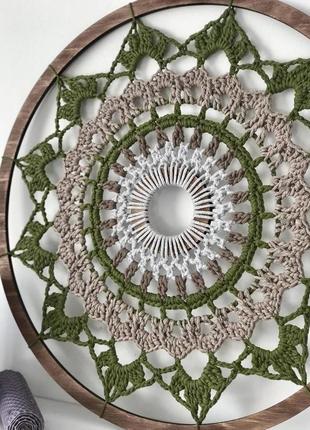 Панно круглое,мандала 41 см хлопковая ажурная,вязаная крючком,ручная работа,декор для...