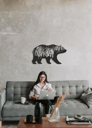 Дерев'яне панно ведмідь, картина на стіну, декор на стіну, н...2 фото