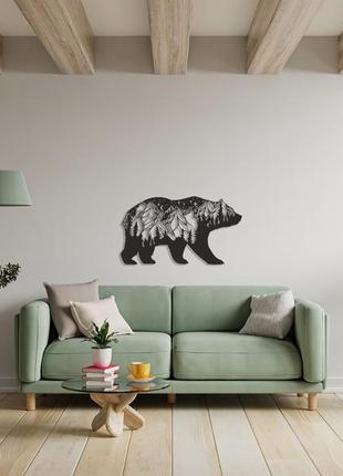 Дерев'яне панно ведмідь, картина на стіну, декор на стіну, н...3 фото