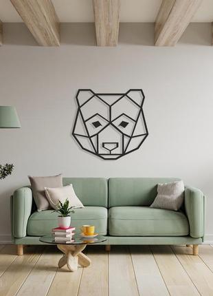 Дерев'яне панно голова ведмедя, картина на стіну, декор на с...1 фото
