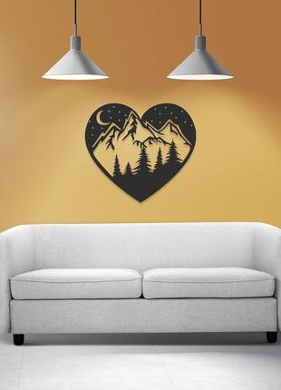Дерев'яне панно гори в серці , картина на стіну, декор на ст...2 фото