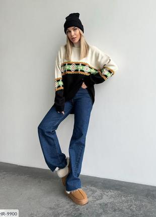 Жіночий в'язаний светр-туніка подовжений красивий стильний з о...5 фото