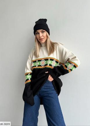 Жіночий в'язаний светр-туніка подовжений красивий стильний з о...6 фото