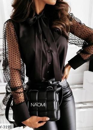 Ошатна красива жіноча блуза чорна з довгими рукавами із сітки ...