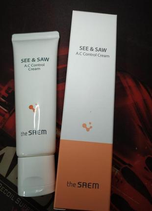 Лечебный крем для жирной и проблемной кожи the saem see & saw a.c control cream4 фото