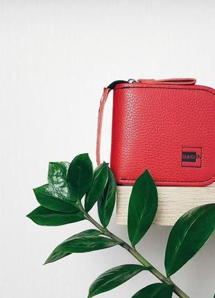 Гаманець жіночий міні . червоний жіночий гаманець .шкіряний гаманець .2 фото