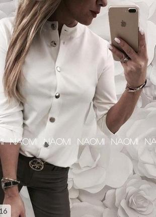Стильна ділова жіноча блузка сорочка на кнопках з рукавом три ...3 фото