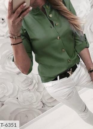 Стильна ділова жіноча блузка сорочка на кнопках з рукавом три ...7 фото