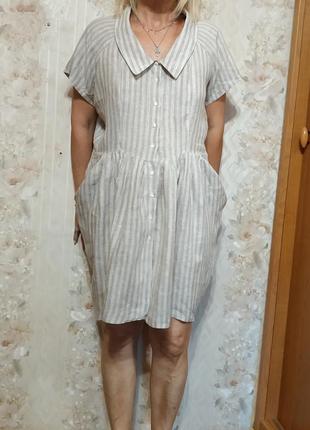 Платье рубашка 💯 лён италия1 фото