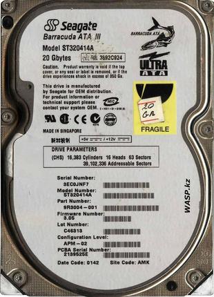 Жесткий диск seagate barracuda 20gb 7200rpm (st320414a) 3.5" ide