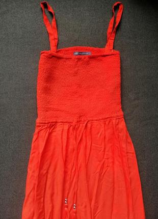 Червоний кораловий сарафан літній на бретельках з кісточками сукня  верх резинка віскоза marks&spencer5 фото