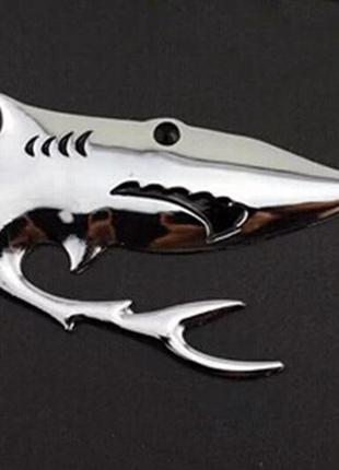 Наклейка-емблема 3d «акула 2» для автомобіля, хромований метал