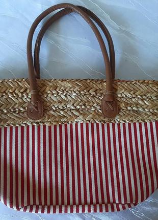 Жіноча  сумочка тканина з додованням солом'яного плетіння  
corolina boix (каролина буа)3 фото