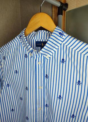 Хлопковая рубашка polo ralph lauren. рубашка в полоску.2 фото