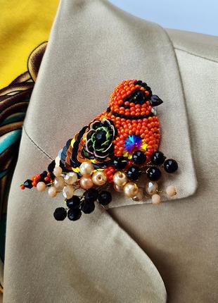 Брошка пташка помаранчева