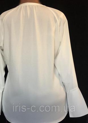 Дизайнерский элегантный офисный блузон/блуза воротник шанель/рукава- клёш айвори next.3 фото