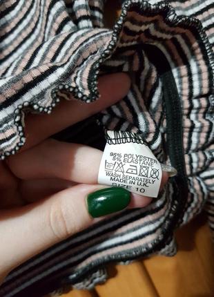 Трикотажний топ в смужку, топік з рукавами з спущеными плечима, коротка кофта6 фото