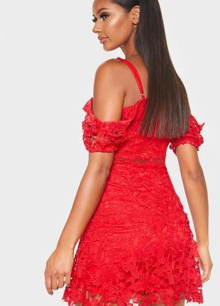 Яскраво червоне гіпюрову плаття на підкладці, нове plt2 фото