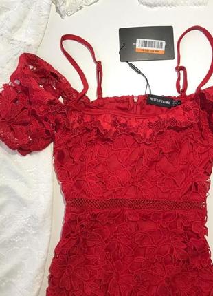 Яскраво червоне гіпюрову плаття на підкладці, нове plt5 фото