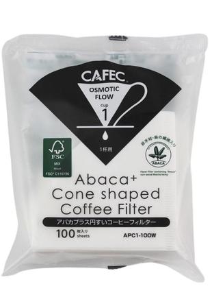 Фільтри паперові cafec abaca+ filter paper cup1 100 шт