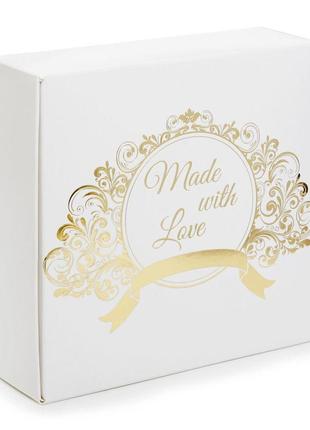 Коробка "make with love" тиснення золотом для макаронс, пряників, 150*150*501 фото
