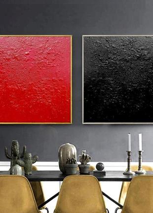 Модульна картина з 2 частин "червоне і чорне"1 фото