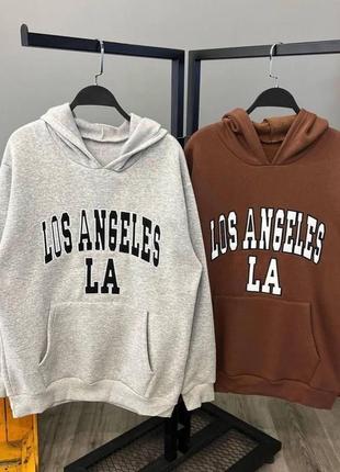 Теплый худи los angeles унисекс розмір: 42-46 (oversized)