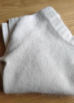 Ангоровый укороченный джемпер топ молочный белый шерстяной свитер кофта3 фото