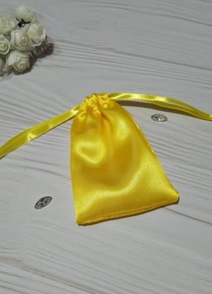 Мешочек для подарка из атласа 8 х 12 (мешочек для упаковки украшений) желтый1 фото