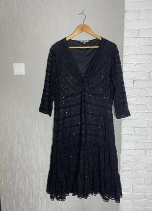 Кружевна сукня з блискітками гіпюрове  плаття міді дуже великого розміру батал marks&spencer, xxxxl 58р3 фото